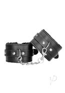 Ouch! Plush Bonded Leather Hand Cuffs - Black